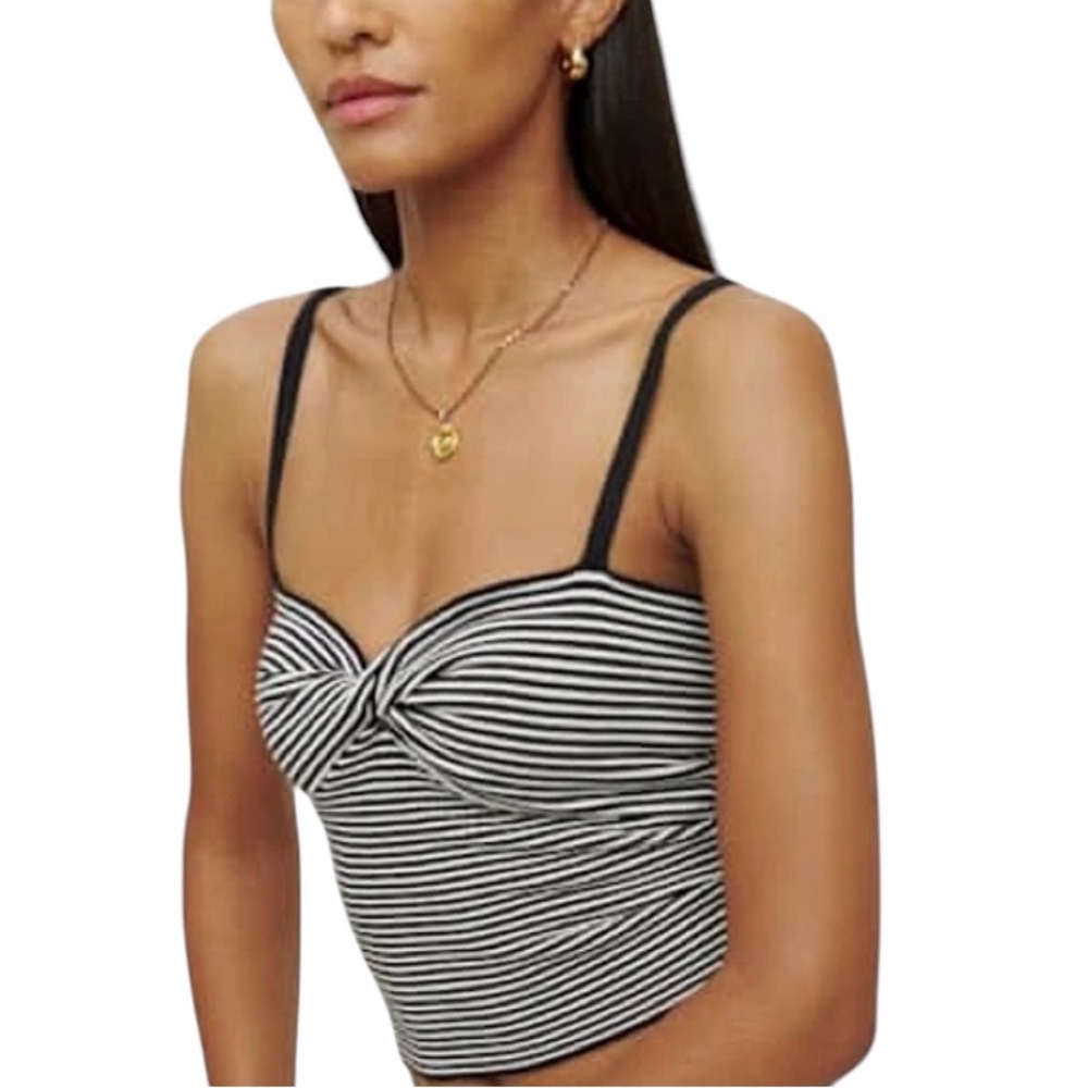 NWT Reformation Lorenzo Black and White Gossamer Stripe Sweater Tank - Sz L